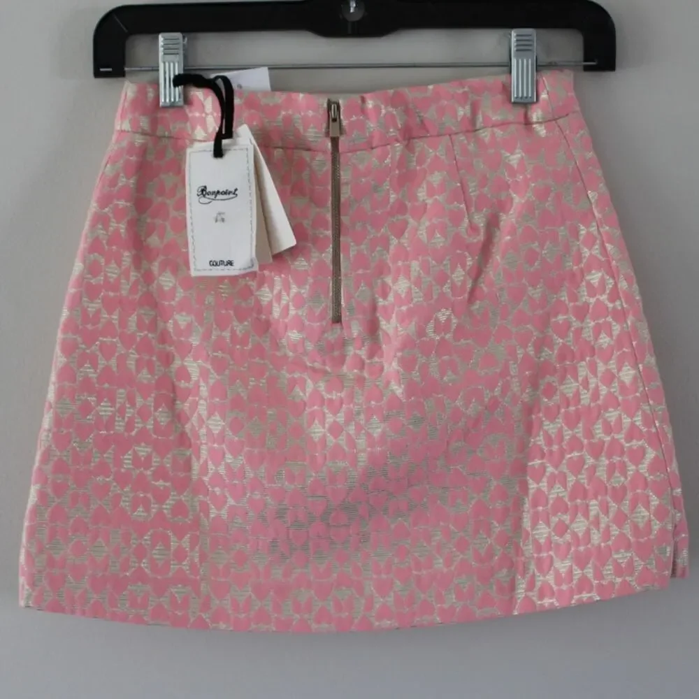 NWT Bonpoint Couture Dona Metallic Pink Heart Mini‎ Skirt 12